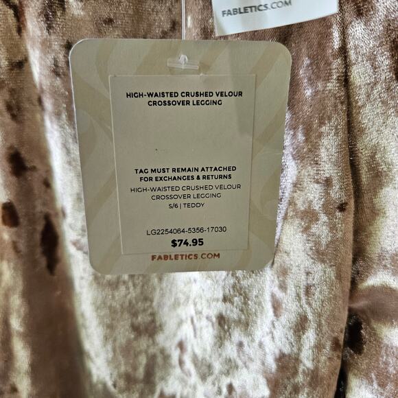 Fabletics High Waist Crushed Velour Teddy (Champagne) Crossover Leggings Small - Picture 5 of 8